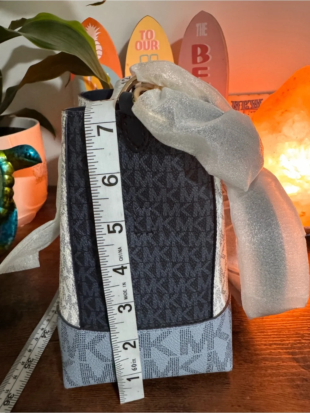 NWT Michael Kors Mercer Gallery Navy Multi Extra Small Bucket Crossbody Bag